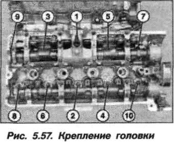 Рис. 5.57. Крепление головки БМВ Х5 Е53 N62